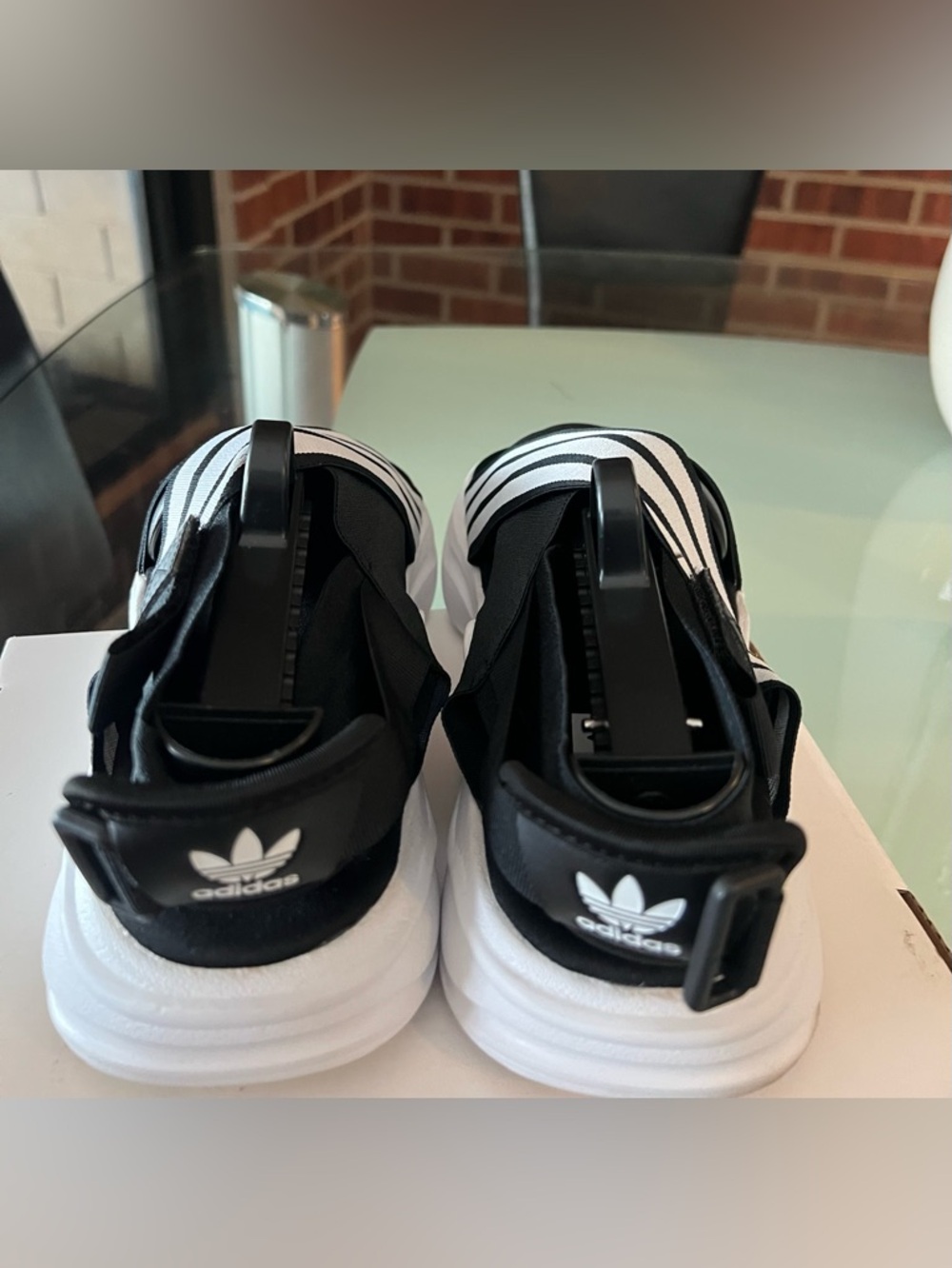 adidas Magmur Black and White Sport Slide with Three Stripes - Picture 6 of 8